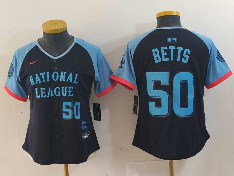 Womens Los Angeles Dodgers #50 Mookie Betts Number Navy 2024 All Star Limited Stitched Jersey->2024 mlb all-star->MLB Jersey